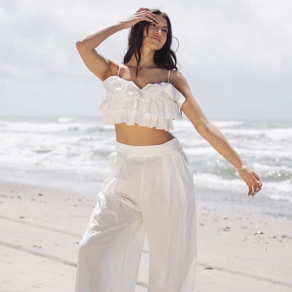 Free People Danelle Top Optic White Cami Ruffle Layered top - Picture 5 of 14